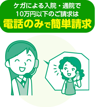 ケガによる入院・通院で5万円以下のご請求は電話のみで簡単請求